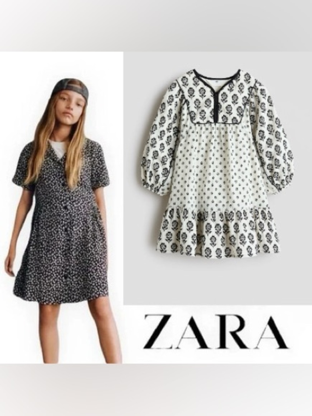 Zara lot of 2 girls dresses black and white size 9/10
